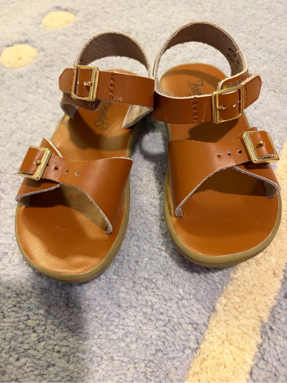 FootMates Tan Brown Kids Leather Buckle Sandals